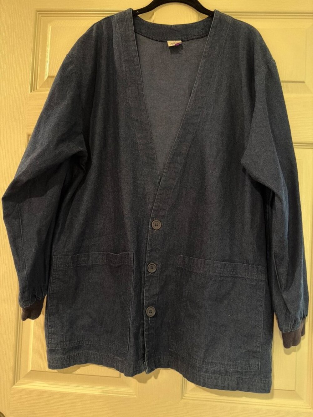 S.C.R.U.B.S. Unisex Button Front Denim Jacket M 100% Cotton Long Sleeve Made In